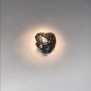Cross turquoise stretch ring